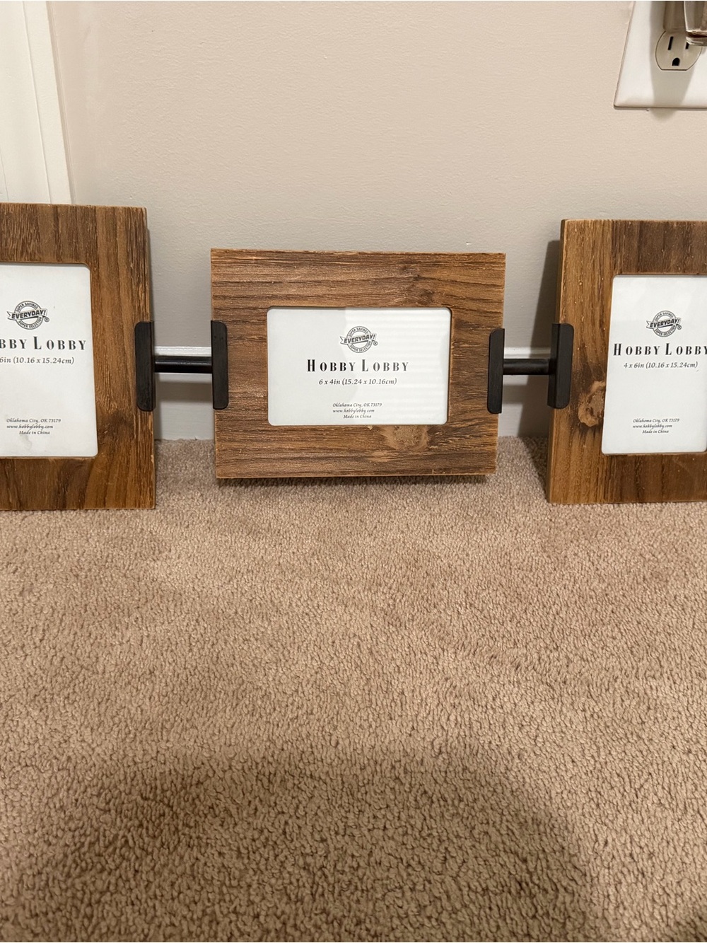 Hobby Lobby Wood Frame Triple Photo Display in Brown and Black